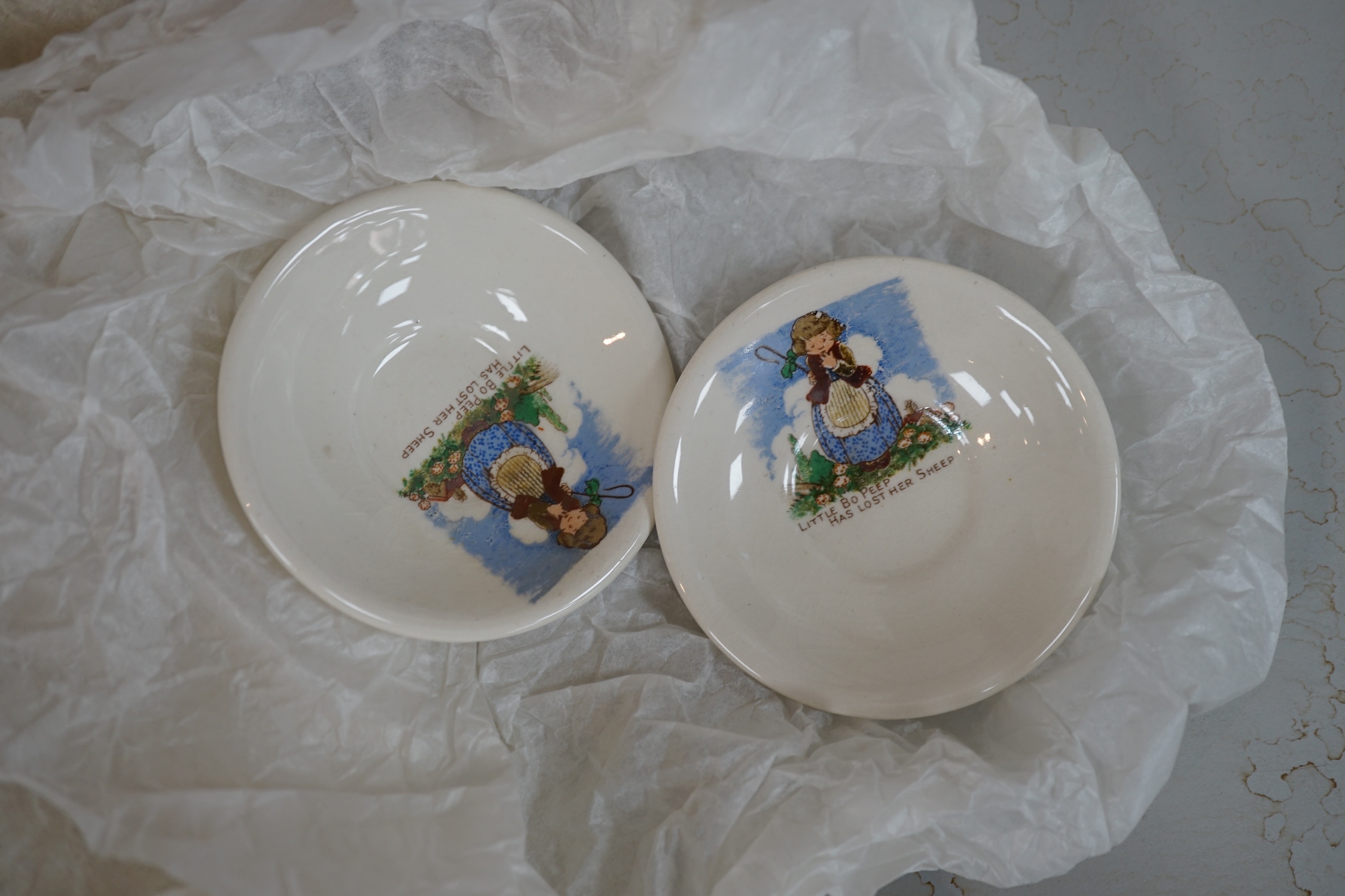 Six child’s tea sets, etc. including; a china Cinderella set comprising of teapot, six cups and saucers, tea plates, and two bowls